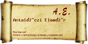 Antalóczi Elemér névjegykártya