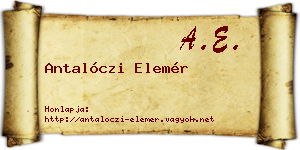 Antalóczi Elemér névjegykártya